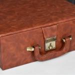 Leatherette Chess Set Storage Box with Tray Slots