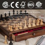 15" Walnut Chess Set with Storage Drawer