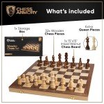 15-Inch Portable Wooden Chess Set with Extra Queen