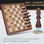Magnetic 2-in-1 Wooden Chess & Checkers Set