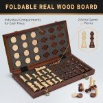 Magnetic 2-in-1 Wooden Chess & Checkers Set