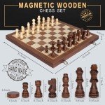 Magnetic 2-in-1 Wooden Chess & Checkers Set