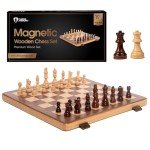 Magnetic Wooden Chess Set - 15 Inch Folding Travel
