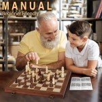 Magnetic 2-in-1 Wooden Chess & Checkers Set