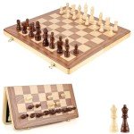 15-Inch Magnetic Wooden Chess Set with Extra Queens