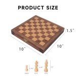 Magnetic 10" Wooden Chess Set for Travel