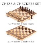 15-Inch Wooden Folding Chess and Checkers Set