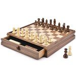 AMEROUS 15" Wooden Chess and Checkers Set