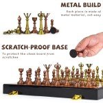 Elegant Vintage Metal Chess Set with Wooden Board