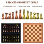 Elegant 15" Metal Chess Set with Wooden Board