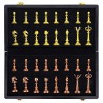Elegant Vintage Metal Chess Set with Wooden Board