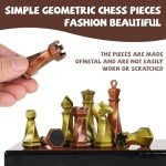 Elegant 15" Metal Chess Set with Wooden Board