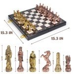 Vintage 15" Metal Chess Set for Family Fun