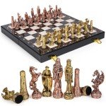 Vintage 15" Metal Chess Set for Family Fun
