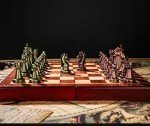 Retro Metal Chess Set with Wooden Folding Board