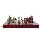 Retro Metal Chess Set with Wooden Folding Board