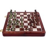 Retro Metal Chess Set with Wooden Folding Board