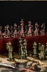 Retro Metal Chess Set with Wooden Folding Board