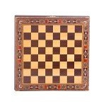 Antique Copper Medieval Chess Set with Wooden Board