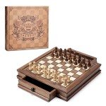 Magnetic Wooden Chess Set with Storage Drawers