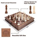 Magnetic Wooden Chess Set with Storage Drawers