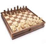 AMEROUS 15" Wooden Chess and Checkers Set