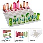 Colorful Modern Acrylic Chess Set with 32 Pieces