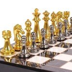 Marble Metal Chess Set for Travel and Play