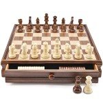 AMEROUS 15" Wooden Chess and Checkers Set