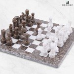 Marble Chess Set - 12 Inch Grey & White