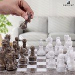 Marble Chess Set - 12 Inch Grey & White