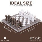 Marble Chess Set - 12 Inch Grey & White