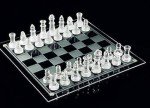 10" Glass Chess Set with Frosted Pieces