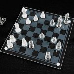 10" Glass Chess Set with Frosted Pieces