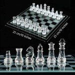 10" Glass Chess Set with Frosted Pieces