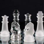 10" Glass Chess Set with Frosted Pieces