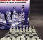 10" Glass Chess Set with Frosted Pieces