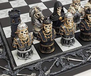 Gothic Fantasy Skull Knights Chess Set with Board