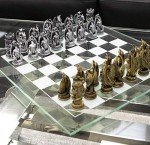 Fantasy Dungeons & Dragons Resin Chess Set with Glass Board