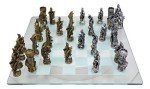 King Arthur Dragon Chess Set with Frosted Glass Board