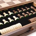 AMEROUS 15" Wooden Chess and Checkers Set