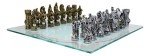King Arthur Dragon Chess Set with Frosted Glass Board
