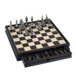 Fantasy Chess & Checkers Set with Pewter Pieces