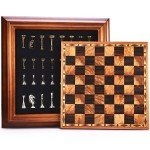 Wooden Chess Set with Metal Pieces – 14 Inches