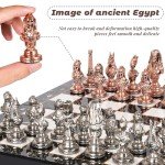 Luxury Egyptian Metal Chess Set with Folding Board