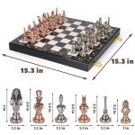Luxury Egyptian Metal Chess Set with Folding Board