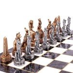 Egyptian Style 15" Chess Set with Folding Board