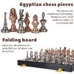 Luxury Egyptian Metal Chess Set with Folding Board