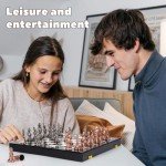 Luxury Egyptian Metal Chess Set with Folding Board