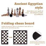 Egyptian Style 15" Chess Set with Folding Board